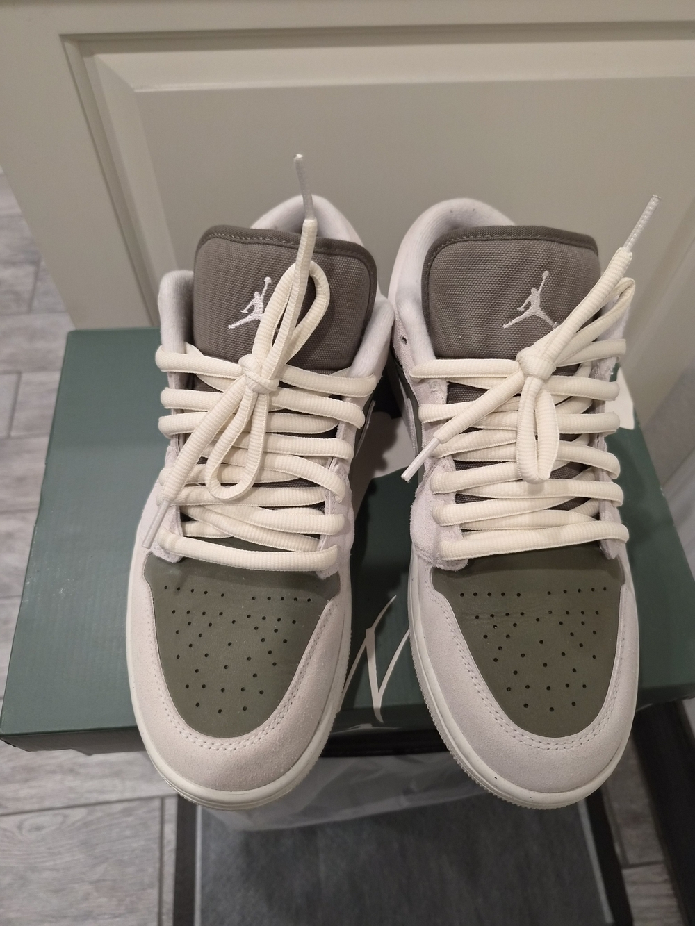 Air Jordan Low-Top Sneakers in Olive/White - $35 Used 9.5 Size